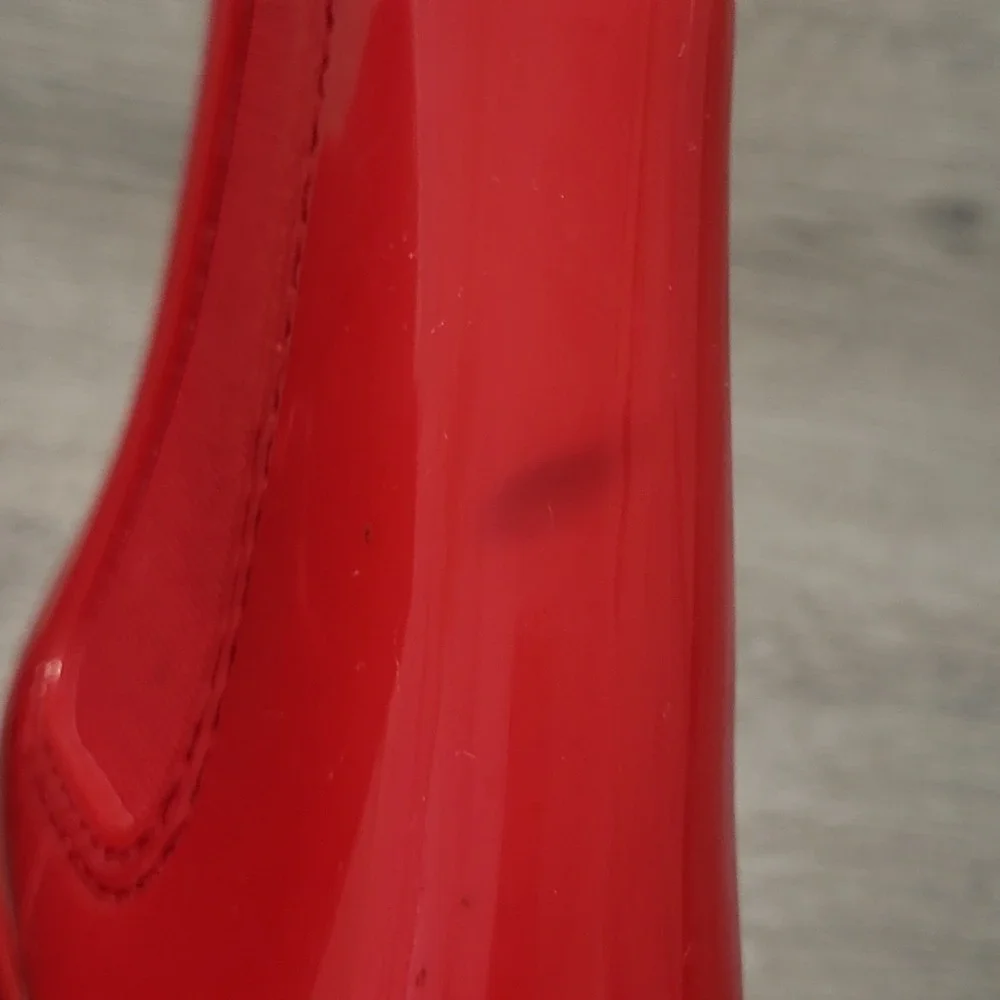 Jeffrey Campbell Red Jelly Rain Boots Square Toe Block Heel Women's Size 9‎